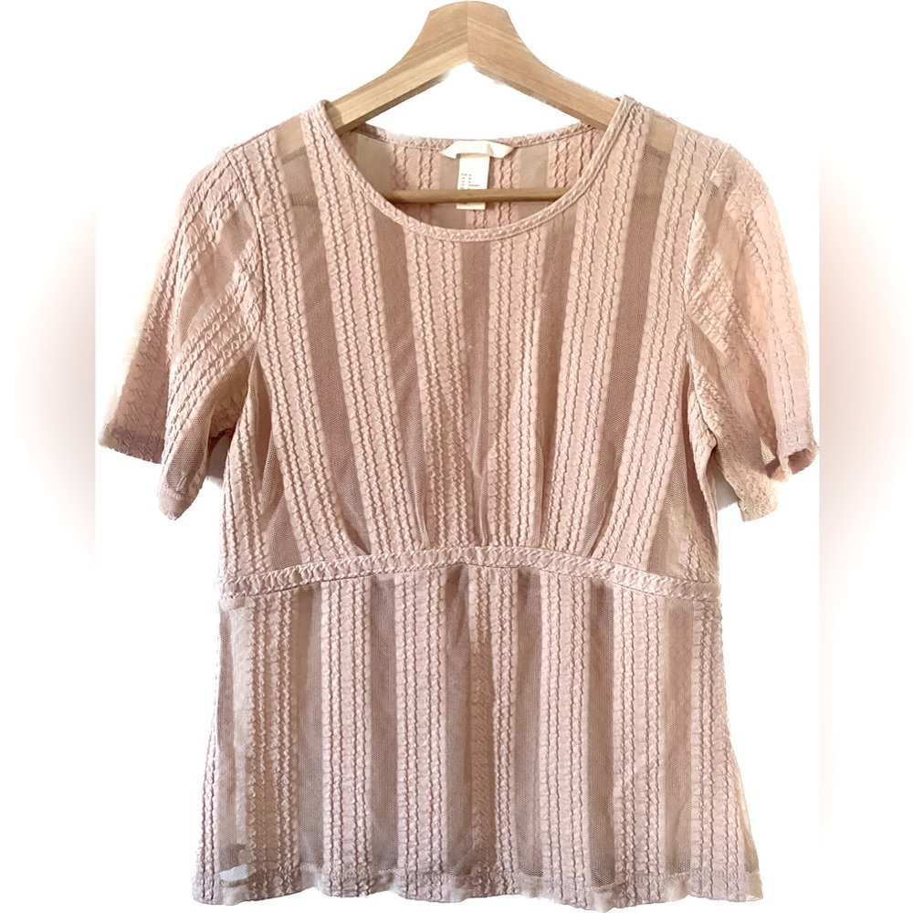 H&M Cream Mesh Fitted Top